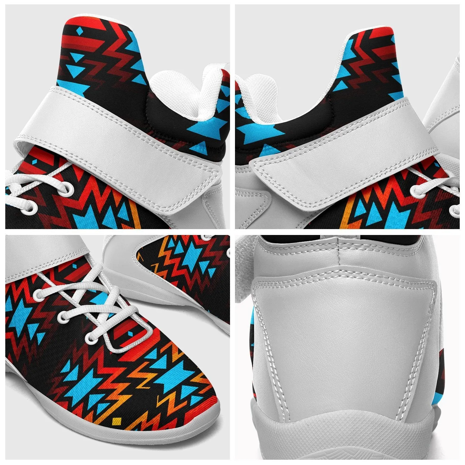 Black Fire and Turquoise Ipottaa Basketball / Sport High Top Shoes