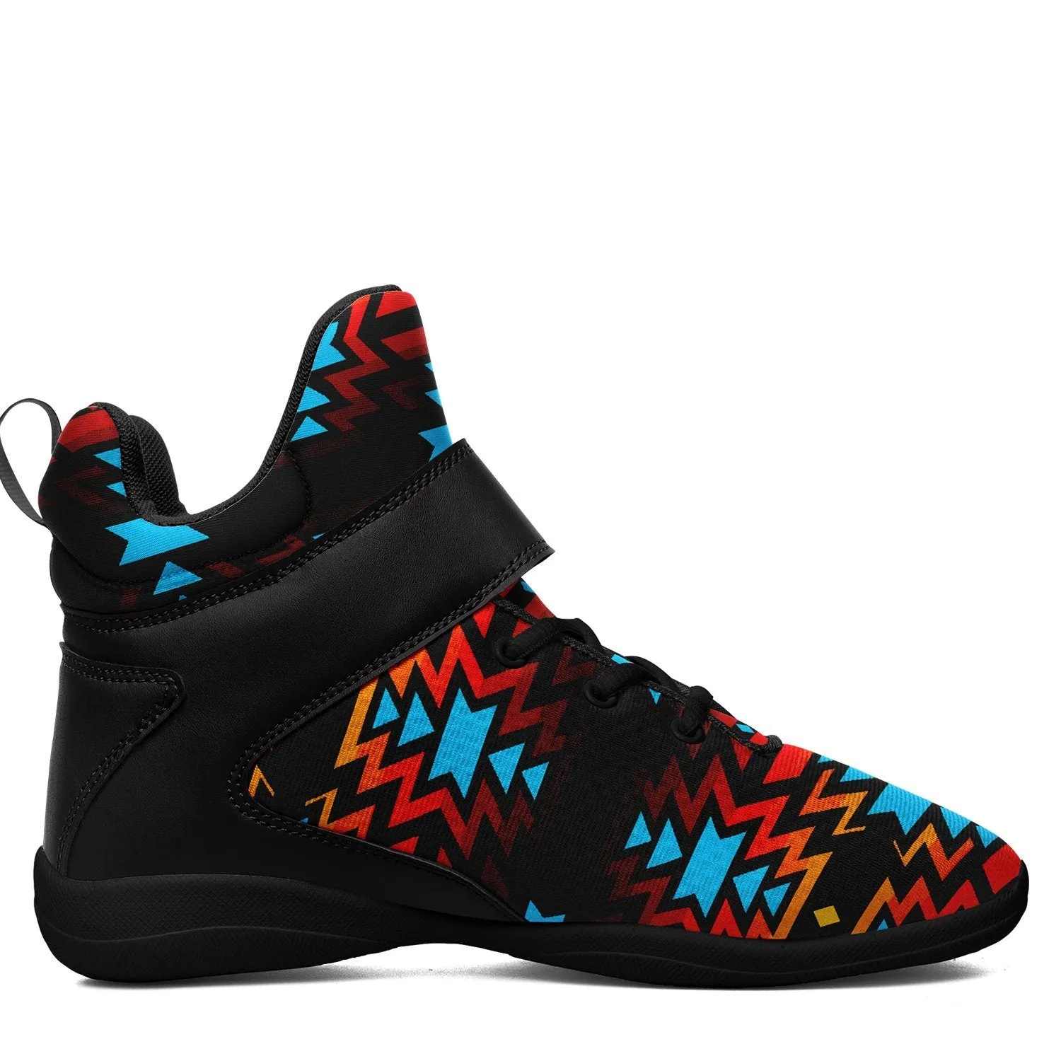 Black Fire and Turquoise Ipottaa Basketball / Sport High Top Shoes