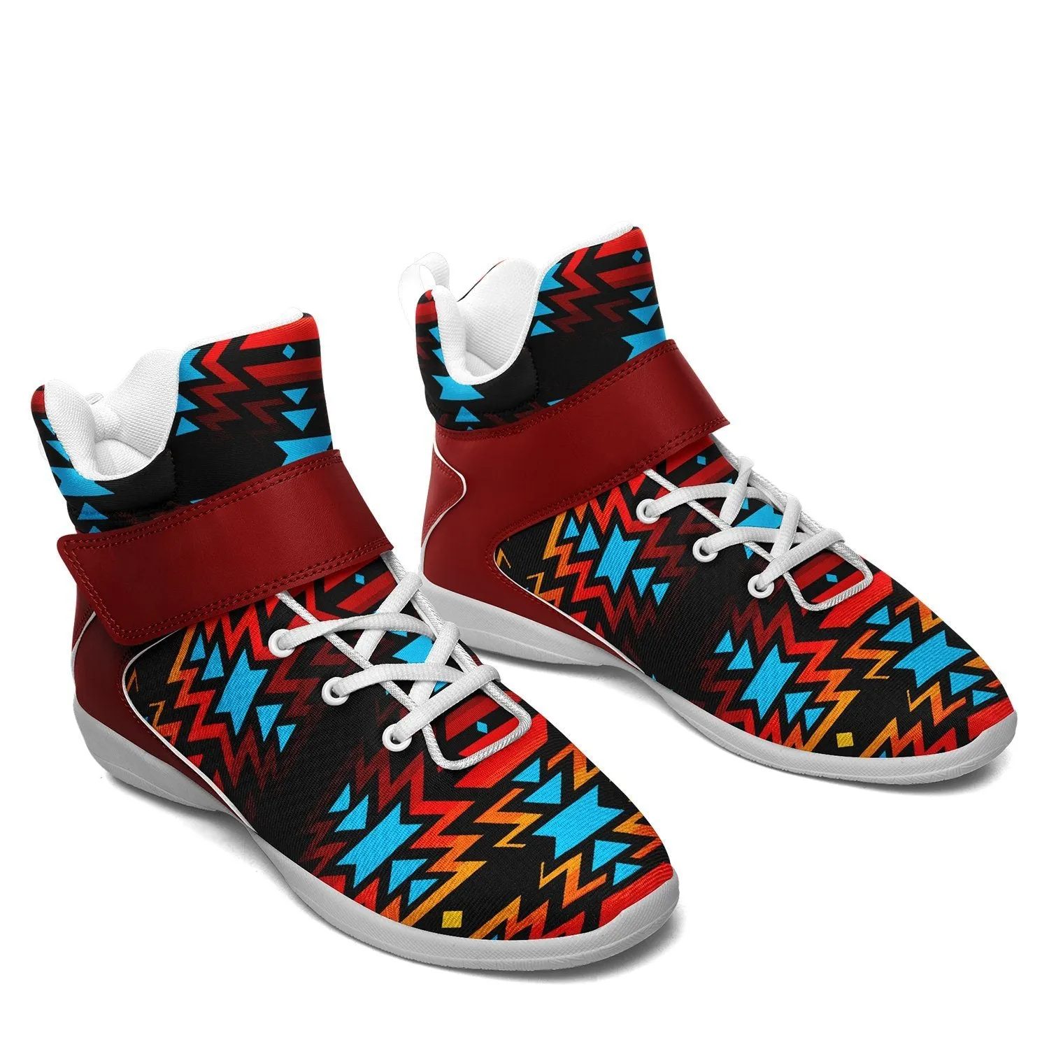 Black Fire and Turquoise Ipottaa Basketball / Sport High Top Shoes