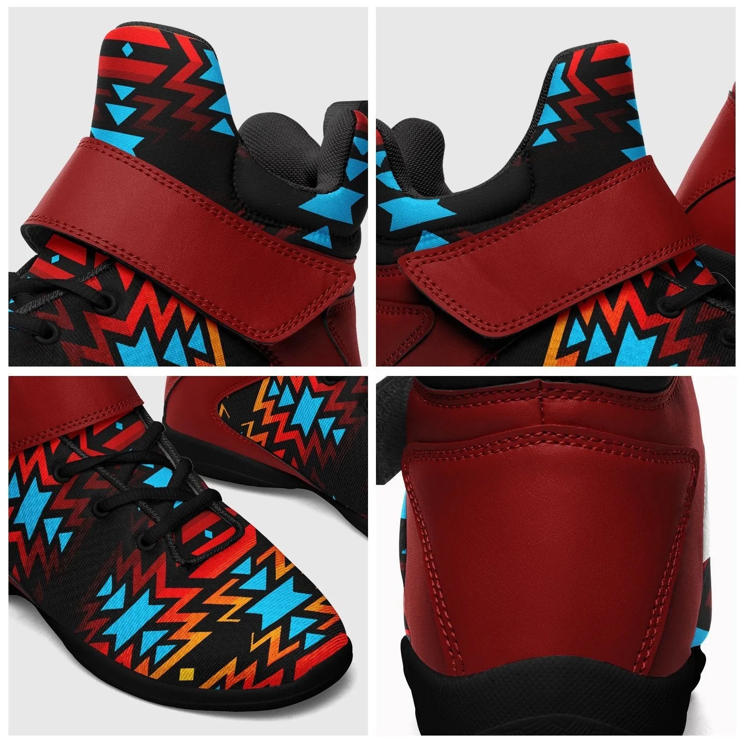 Black Fire and Turquoise Ipottaa Basketball / Sport High Top Shoes