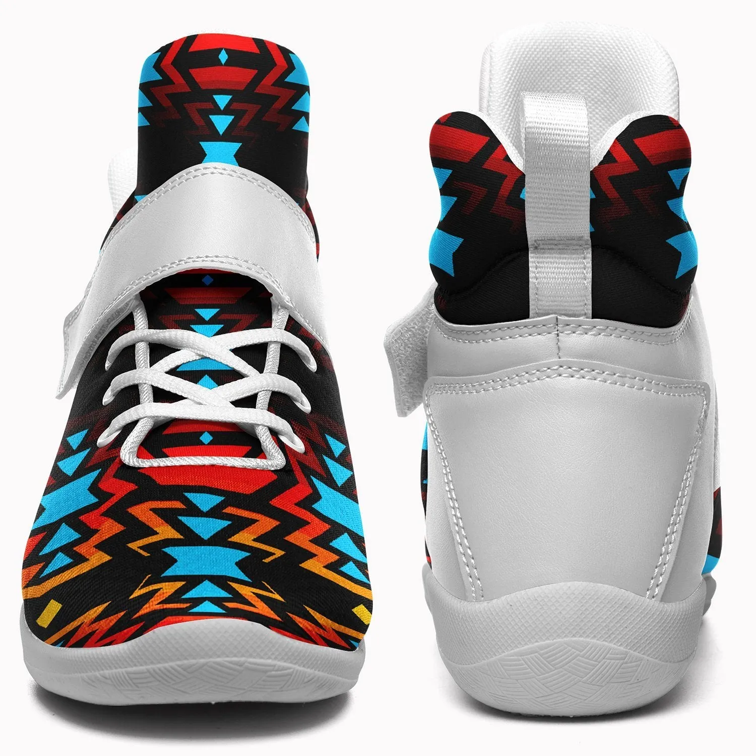 Black Fire and Turquoise Ipottaa Basketball / Sport High Top Shoes