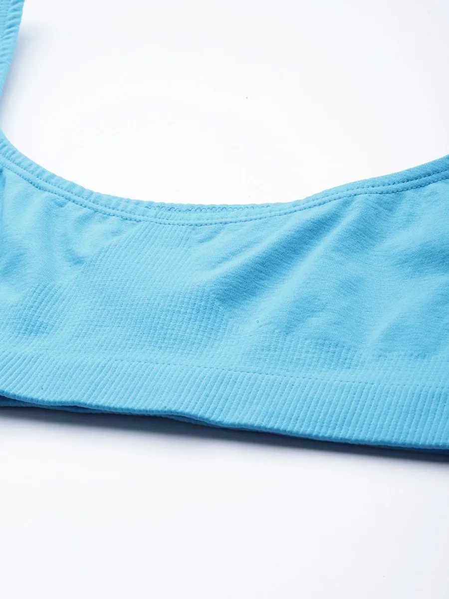 BLUE NON WIRED NON PADDED SPORT BRA