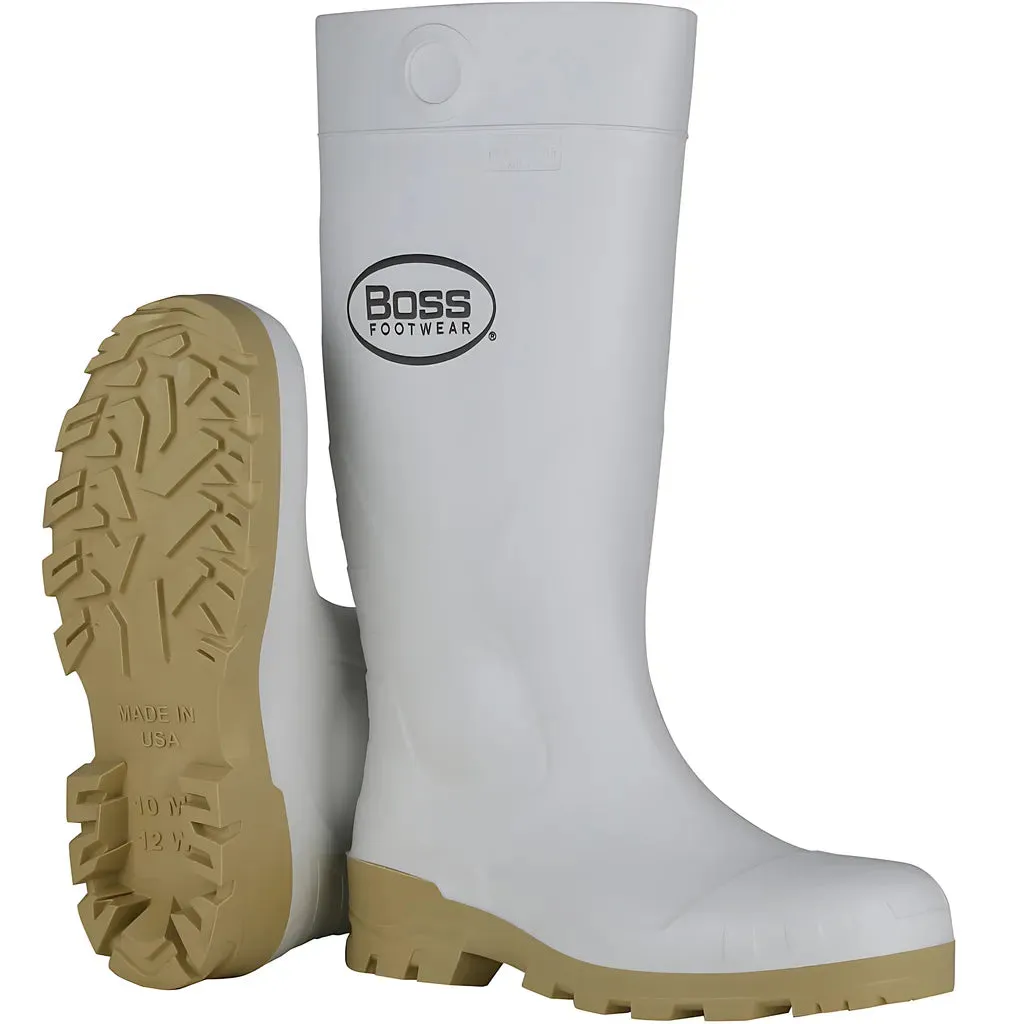 Boss 380-900/6 16" White PVC Plain Toe Boot