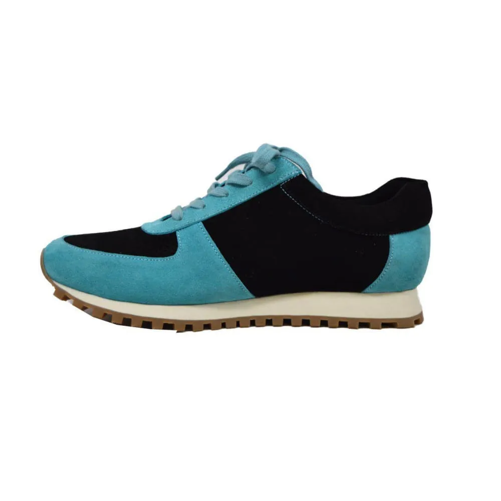 British Walkers Surrey Men's Turquoise Blue and Black Leather and Suede Sneakers