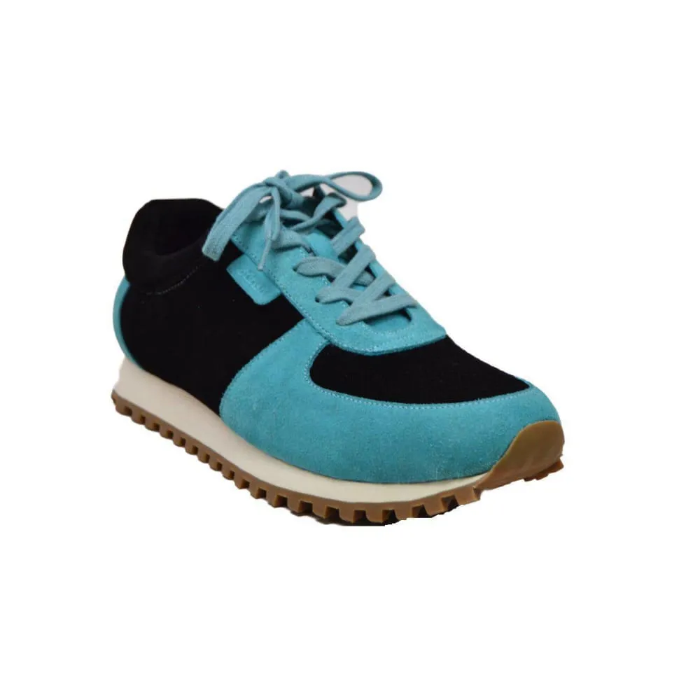 British Walkers Surrey Men's Turquoise Blue and Black Leather and Suede Sneakers