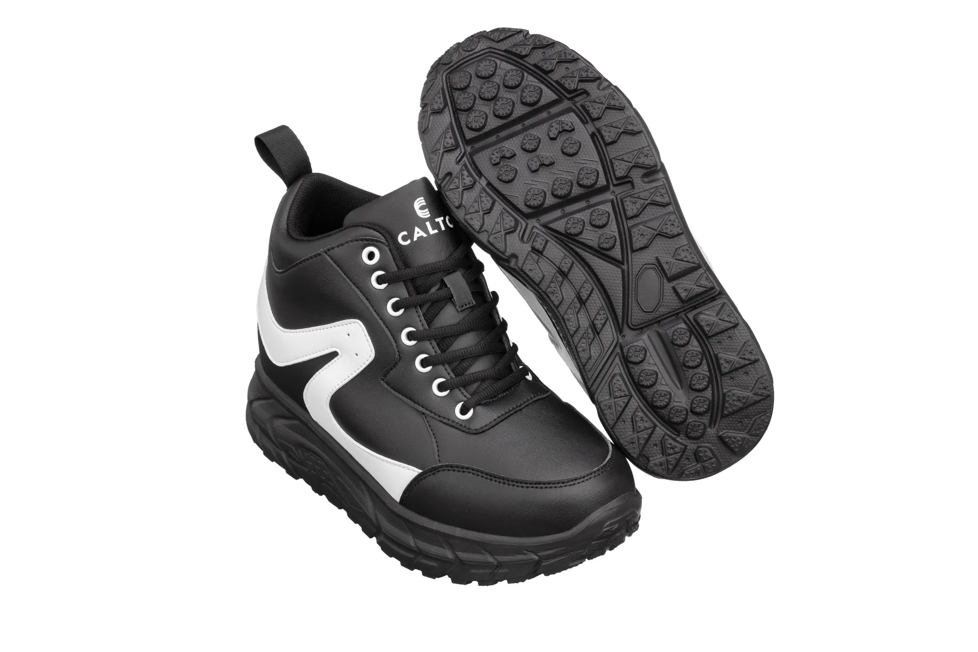 CALTO - S22772 - 4 Inches Taller (Black/White) - Hiking Style Boots