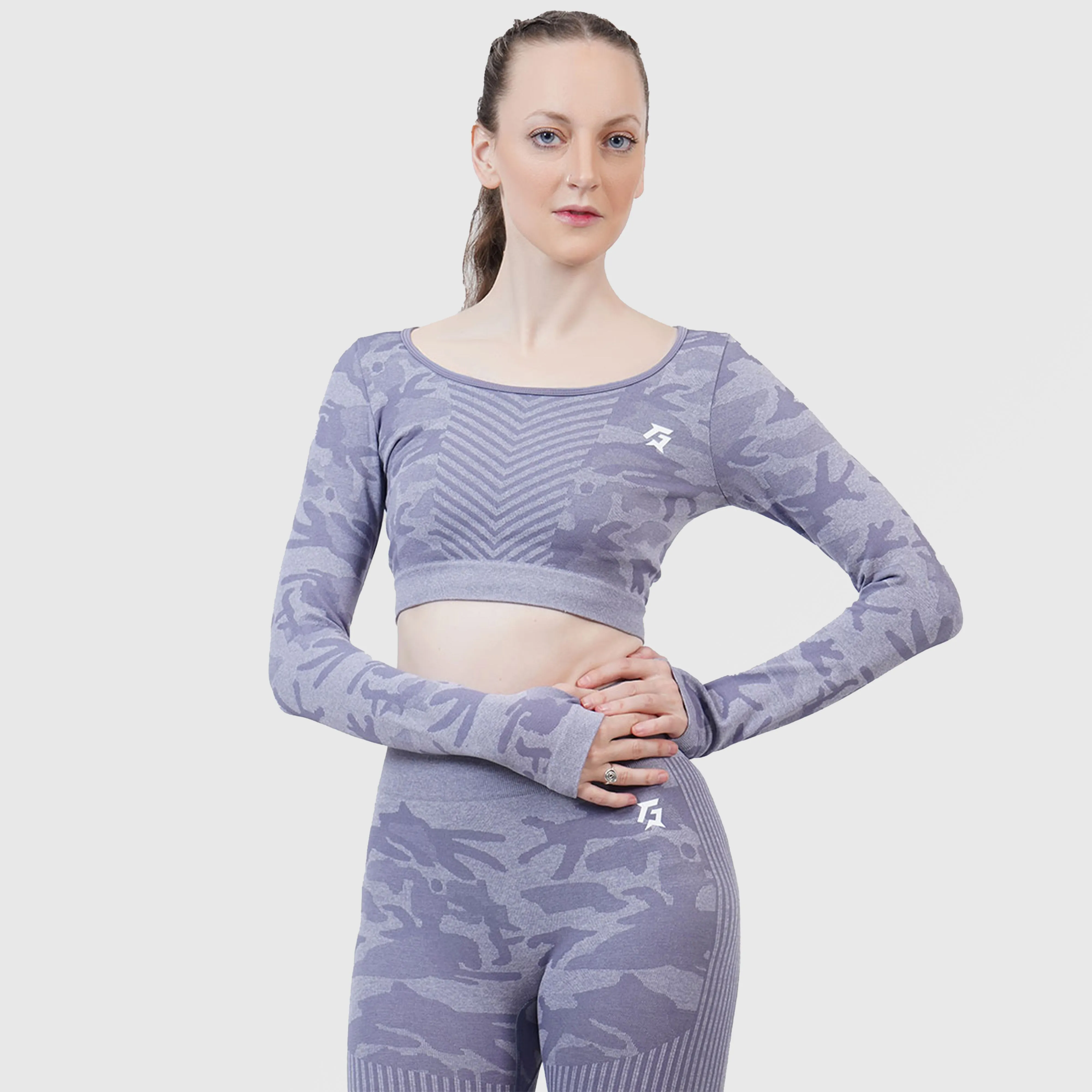 Camo Seamless Crop Top (Grey)