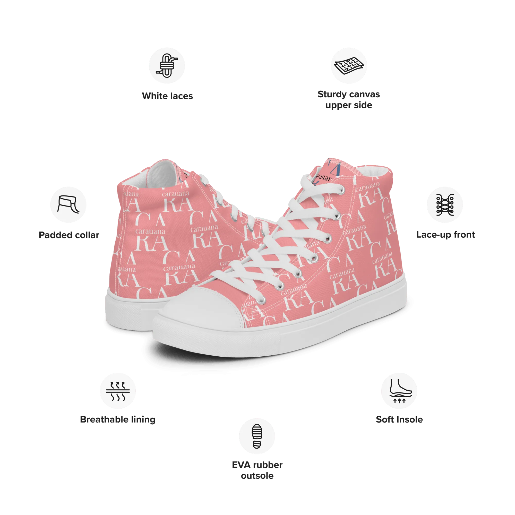 CARAUANA Hip Hop canvas shoes Pink Branded