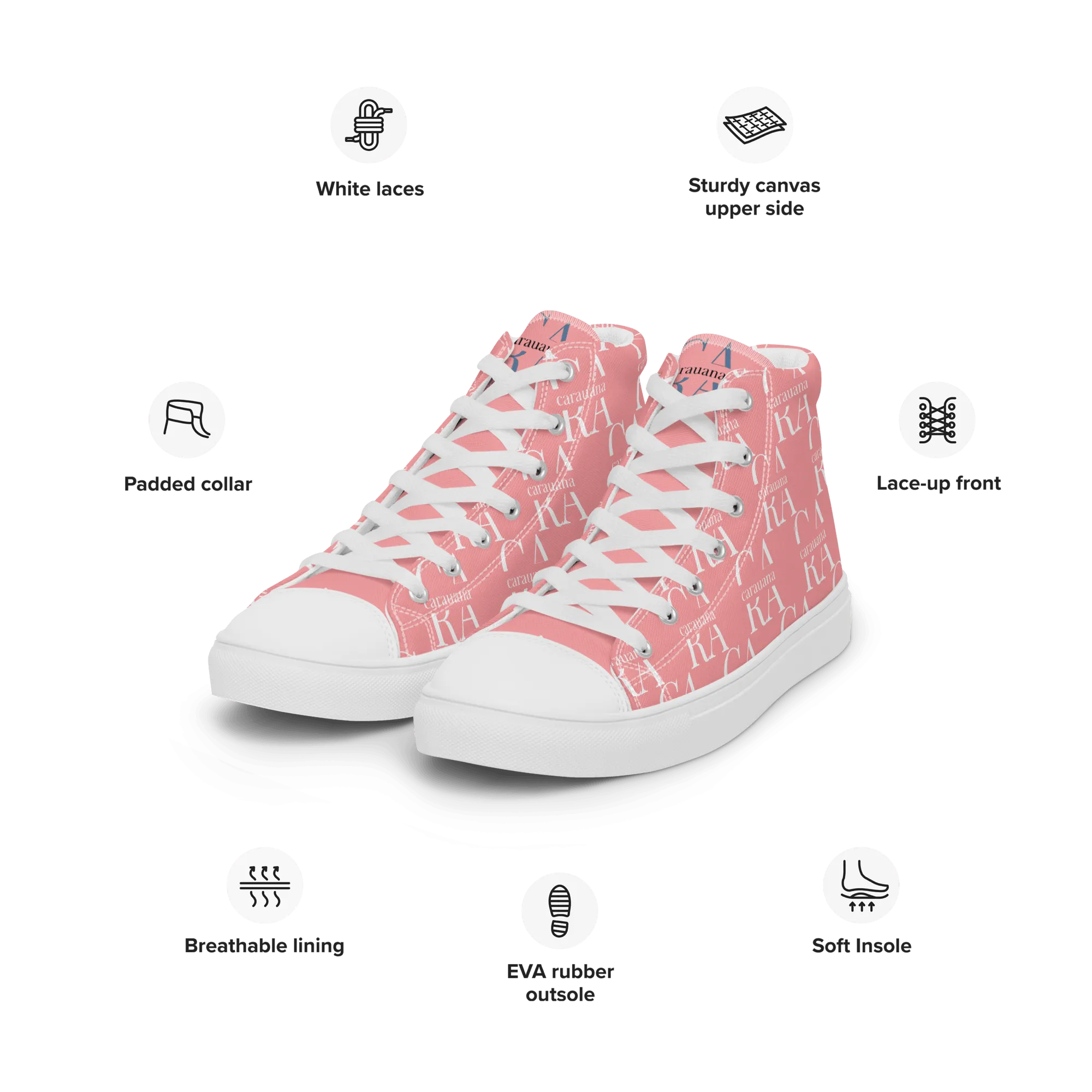 CARAUANA Hip Hop canvas shoes Pink Branded