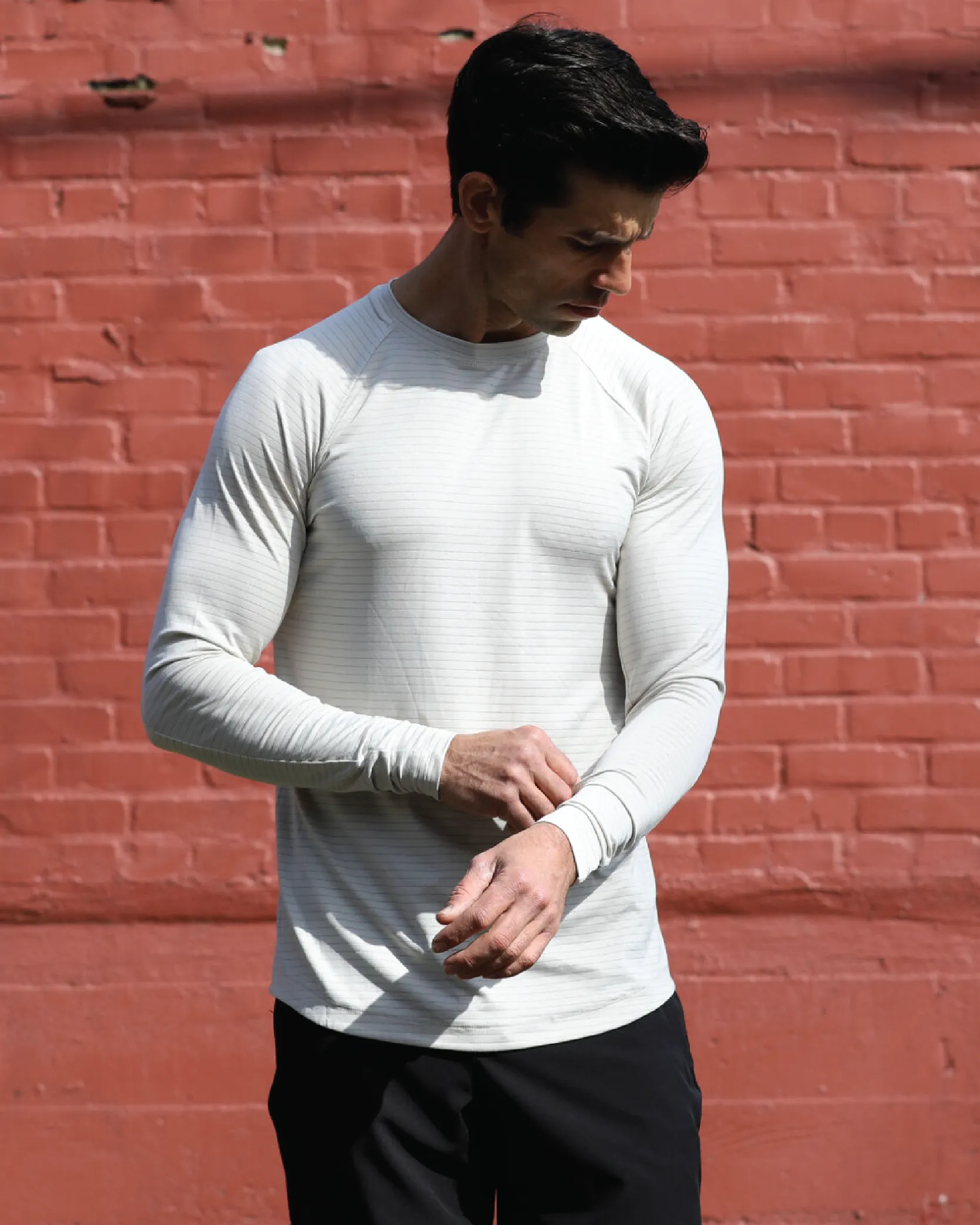 Cardinal Long Sleeve Cream Workout Shirt