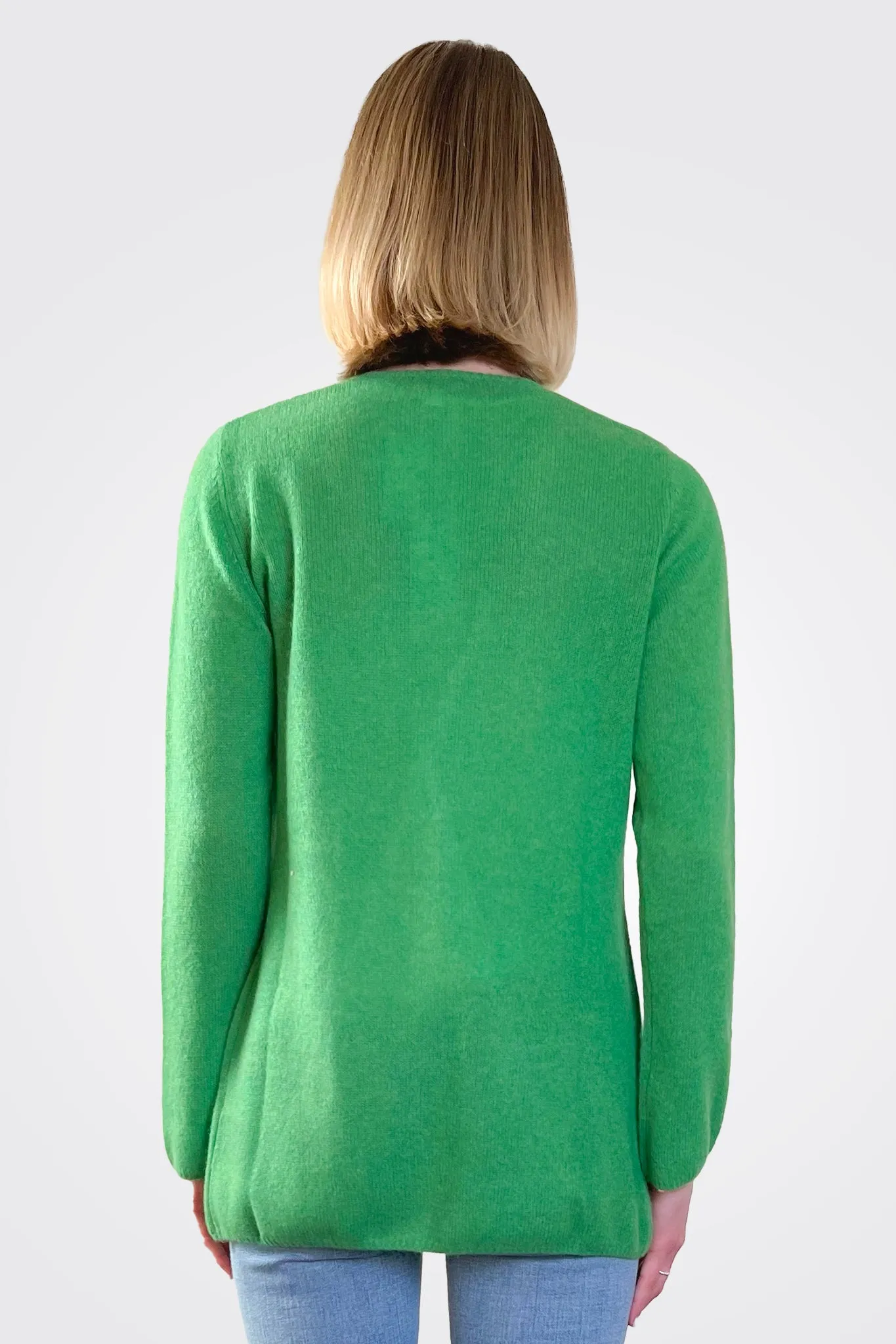 Cashmere Open Duster - Golf Green