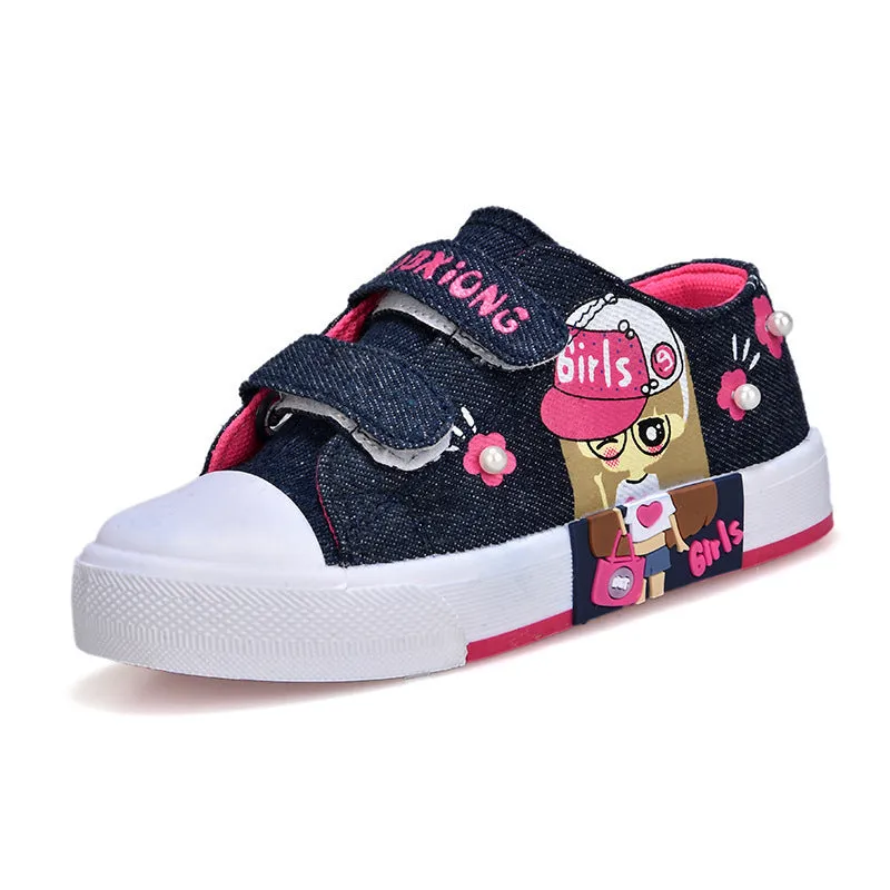 Children's Shoes Girls' Canvas Shoes Baby Sneakers Cowboy Breathable