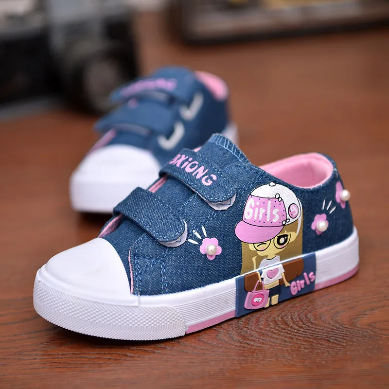 Children's Shoes Girls' Canvas Shoes Baby Sneakers Cowboy Breathable