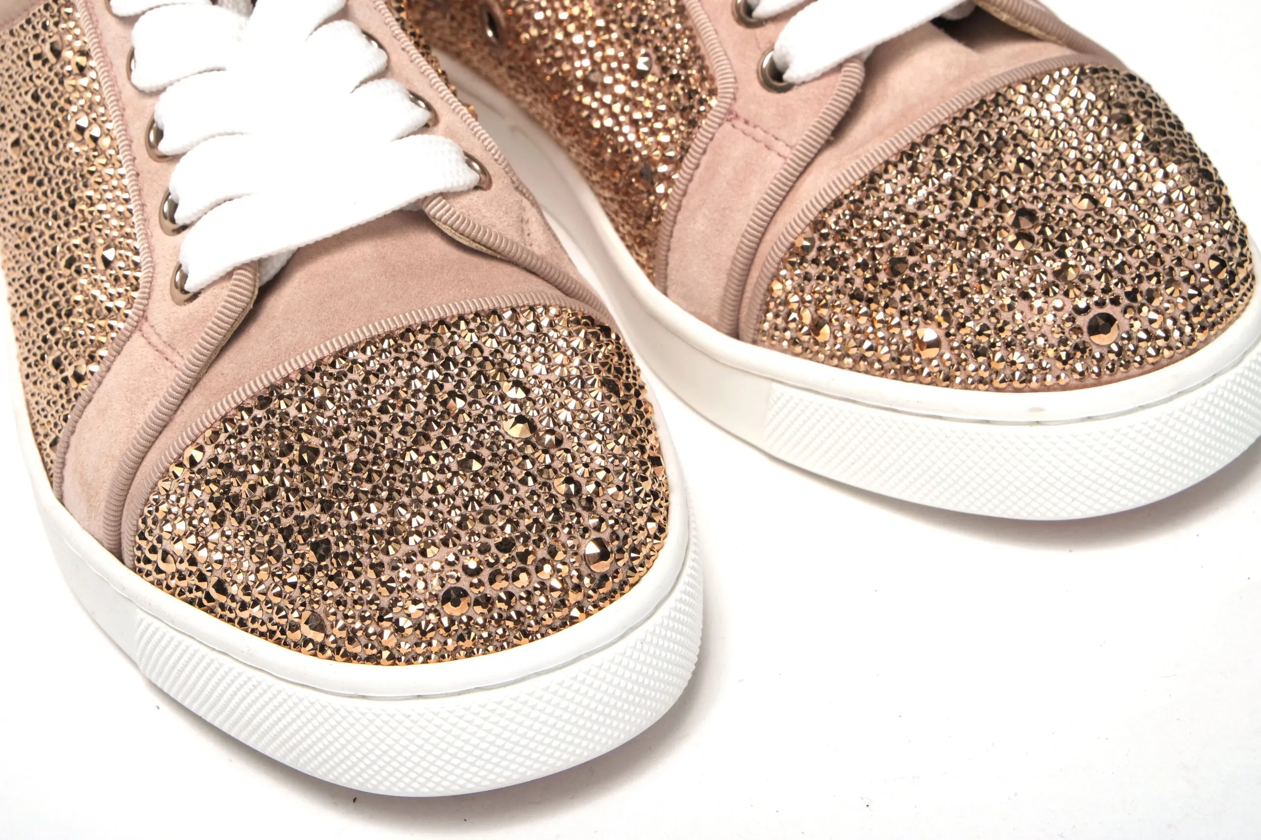 Christian Louboutin Antoinette Rose Gold Embellished Sneakers