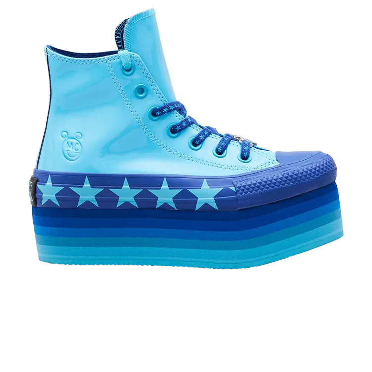 Converse Miley Cyrus x Wmns Chuck Taylor All Star Platform Faux Patent Hi 'Gnarly Blue' Sneakers, Blue