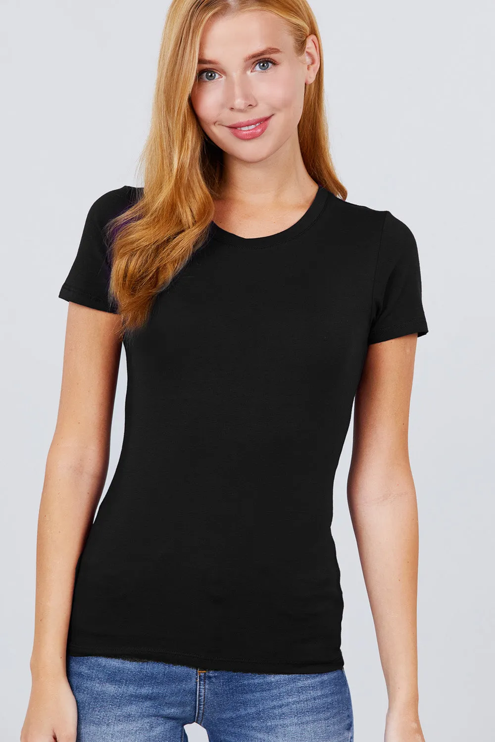 COTTON SPANDEX JERSEY CREW NECK T-SHIRT