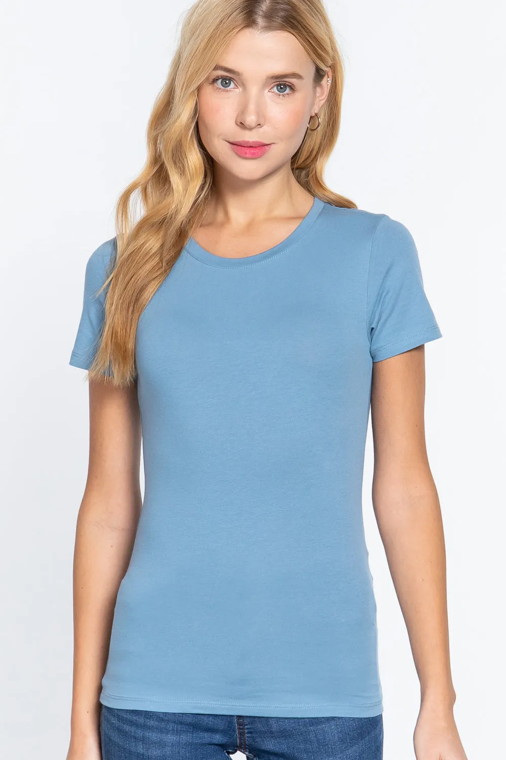 COTTON SPANDEX JERSEY CREW NECK T-SHIRT