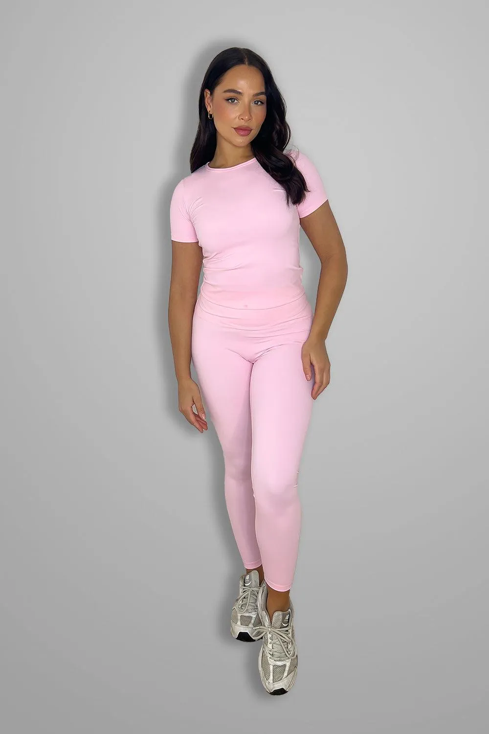 Cup Sleeve Top And Leggings Activewear Set