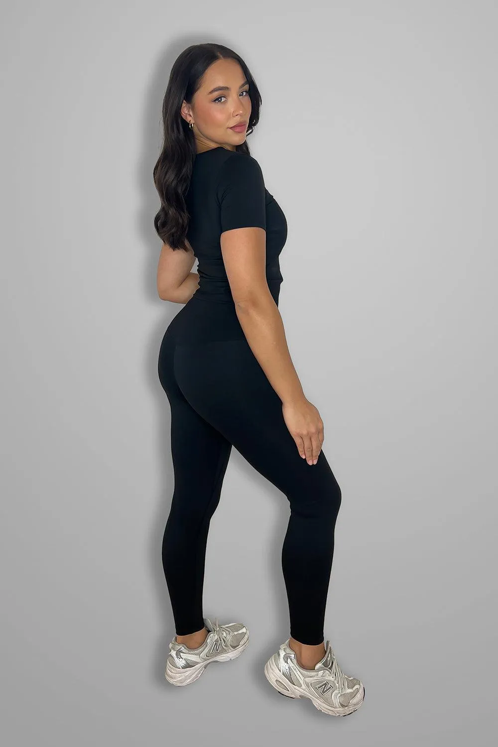 Cup Sleeve Top And Leggings Activewear Set