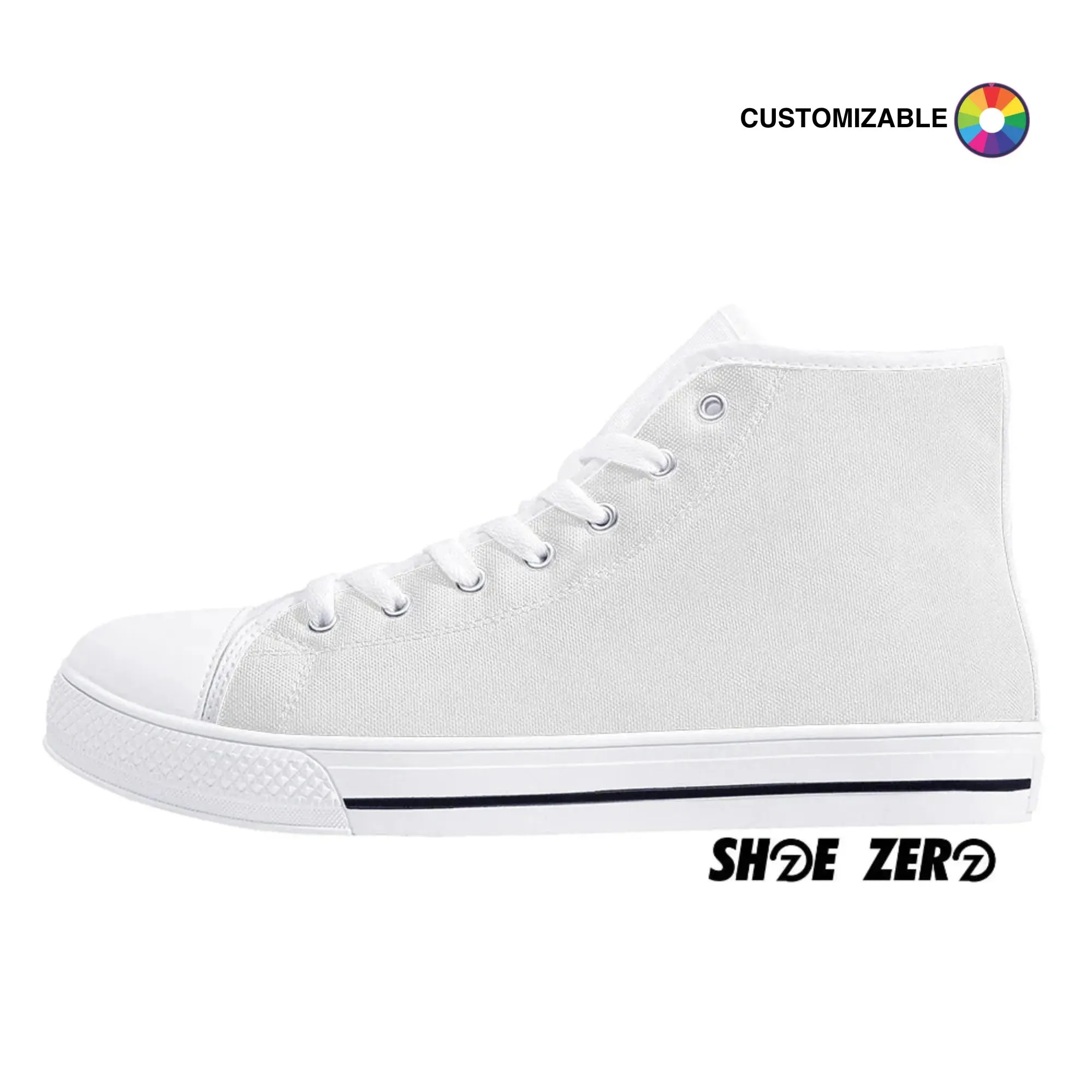 Customizable Canvas Shoes (Tongue-White) High Top