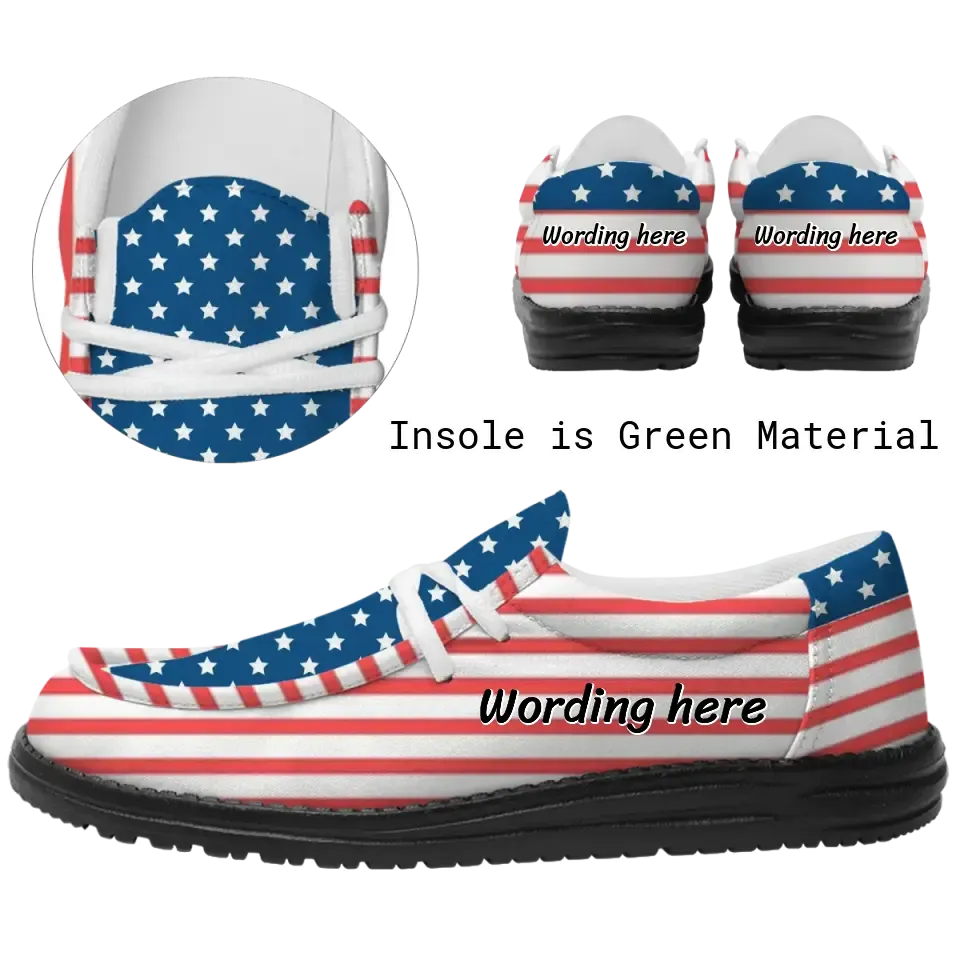 Customized Patriotic Casual Shoe, Canvas Walking Sneaker,  Oxford Lace-Ups Shoes from Men and Women,2202-C0601