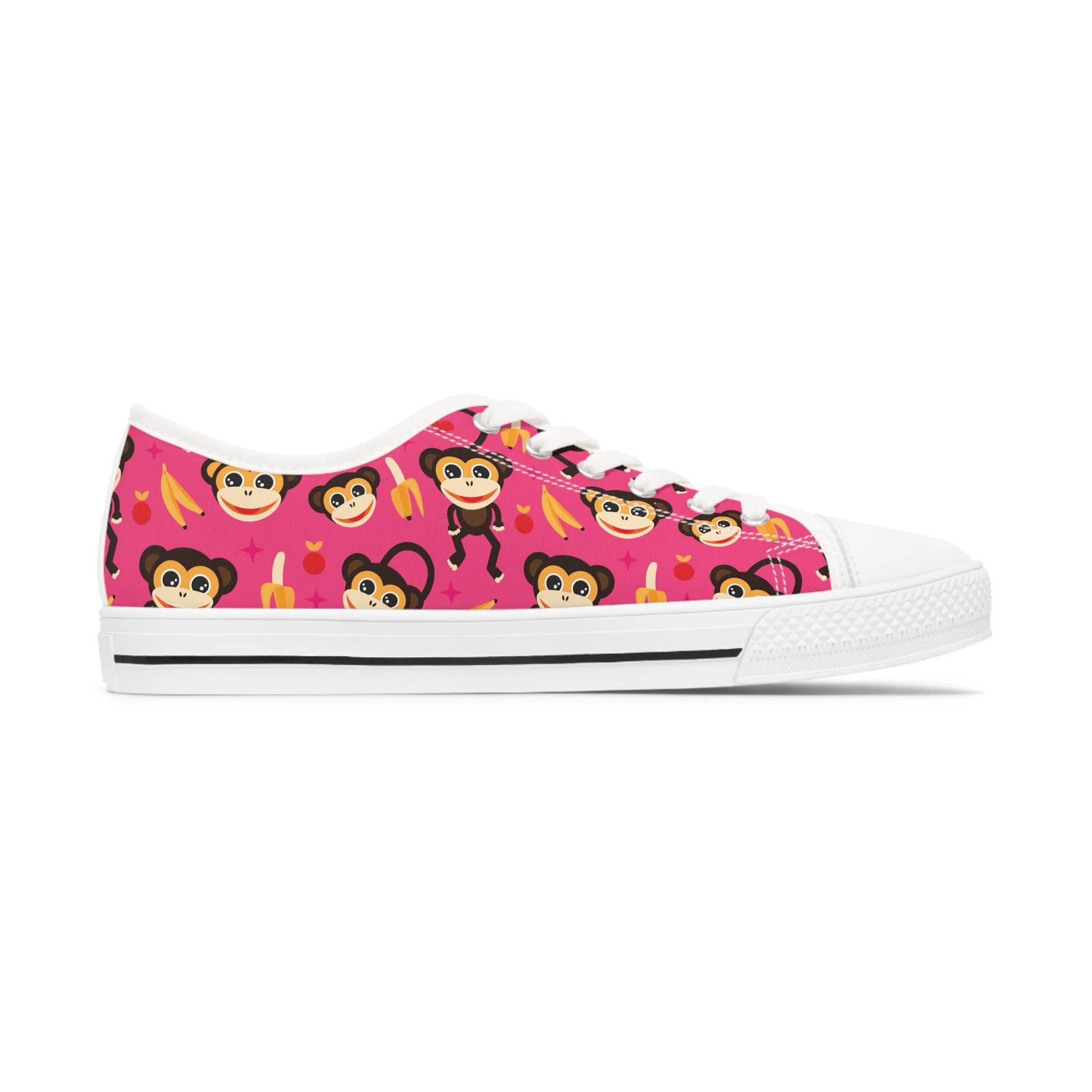 Cute Monkey and Banana Women's Low Top Sneakers