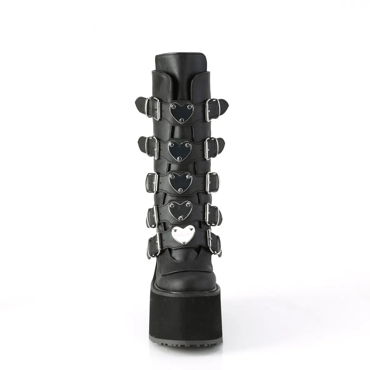 Demonia SWING-230 | Black Vegan Leather Mid-Calf Boots