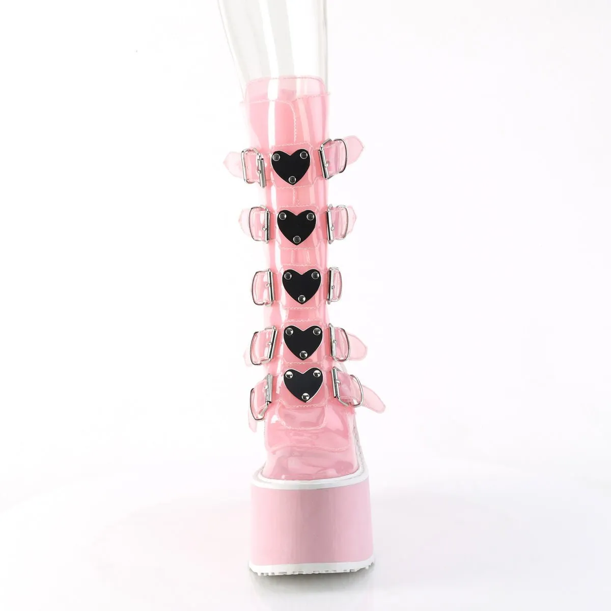 Demonia SWING-230C | Baby Pink TPU Mid-Calf Boots