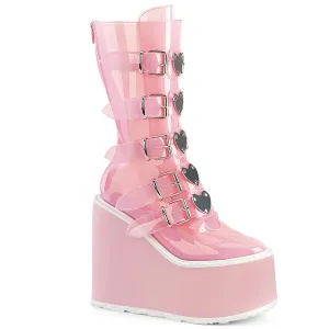 Demonia SWING-230C | Baby Pink TPU Mid-Calf Boots