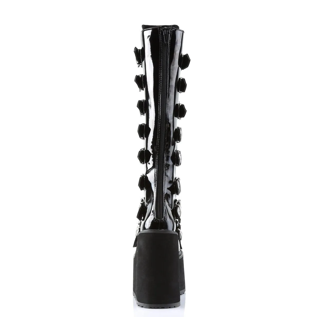 Demonia SWING-815 | Black Patent Leather Knee High Boots