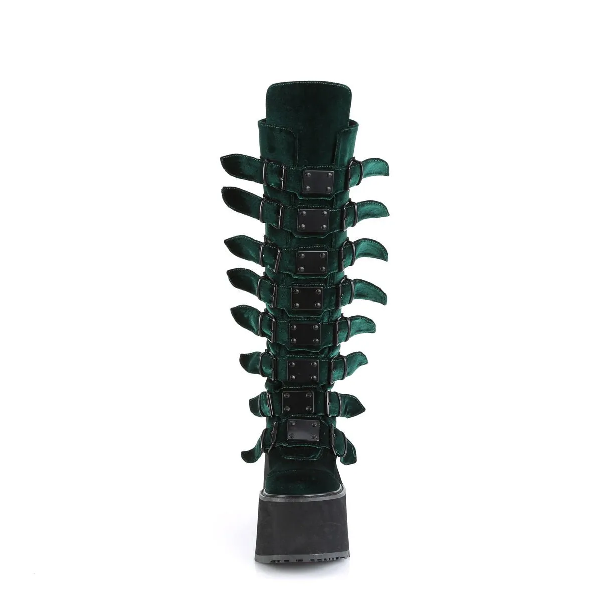 Demonia SWING-815 | Emerald Velvet Knee High Boots