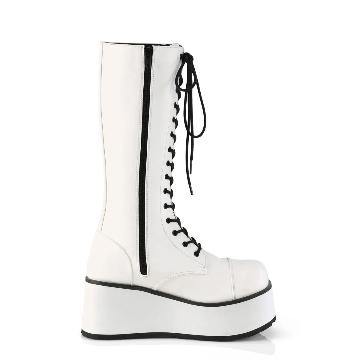 Demonia TRASHVILLE-502 | White Vegan Leather Unisex Boots