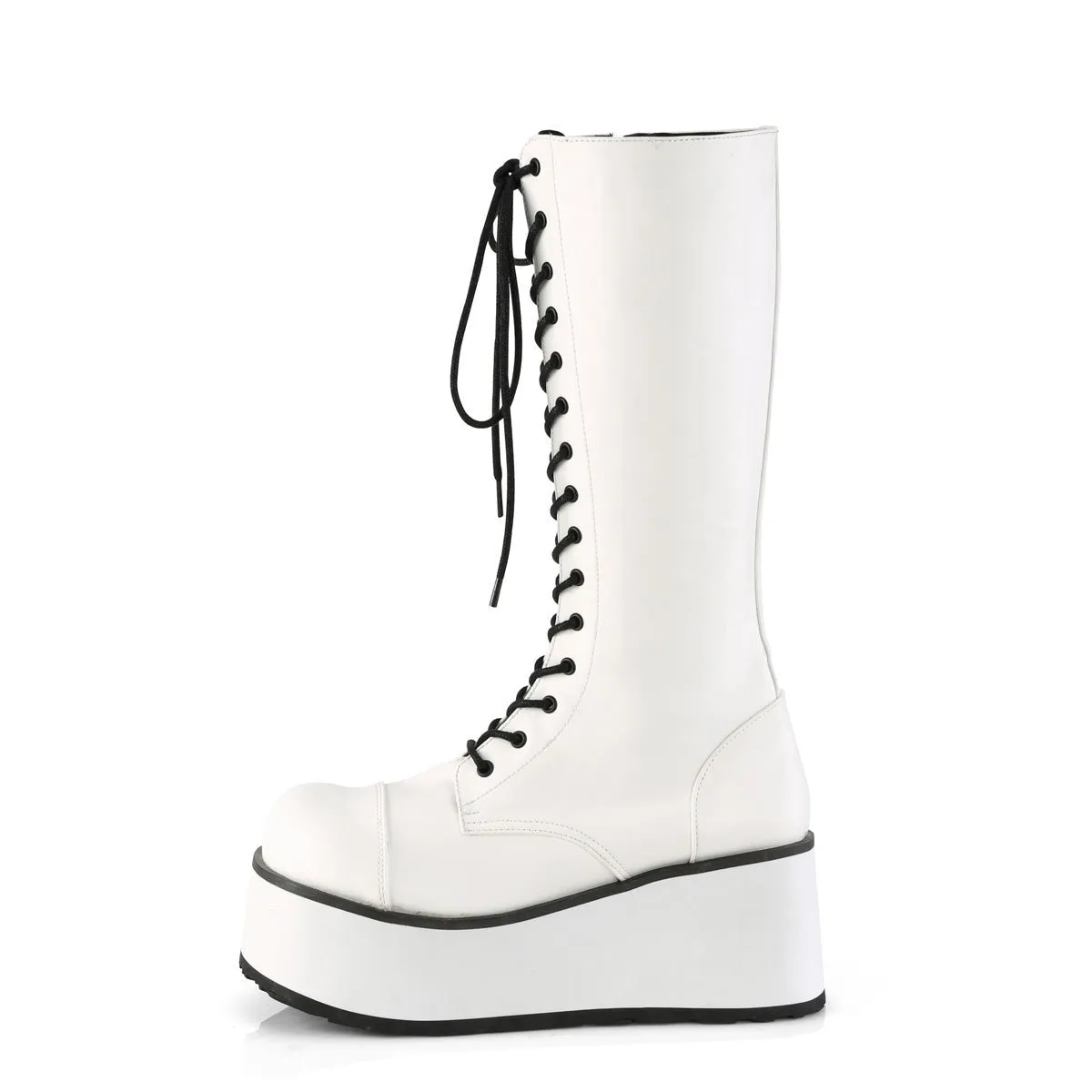 Demonia TRASHVILLE-502 | White Vegan Leather Unisex Boots