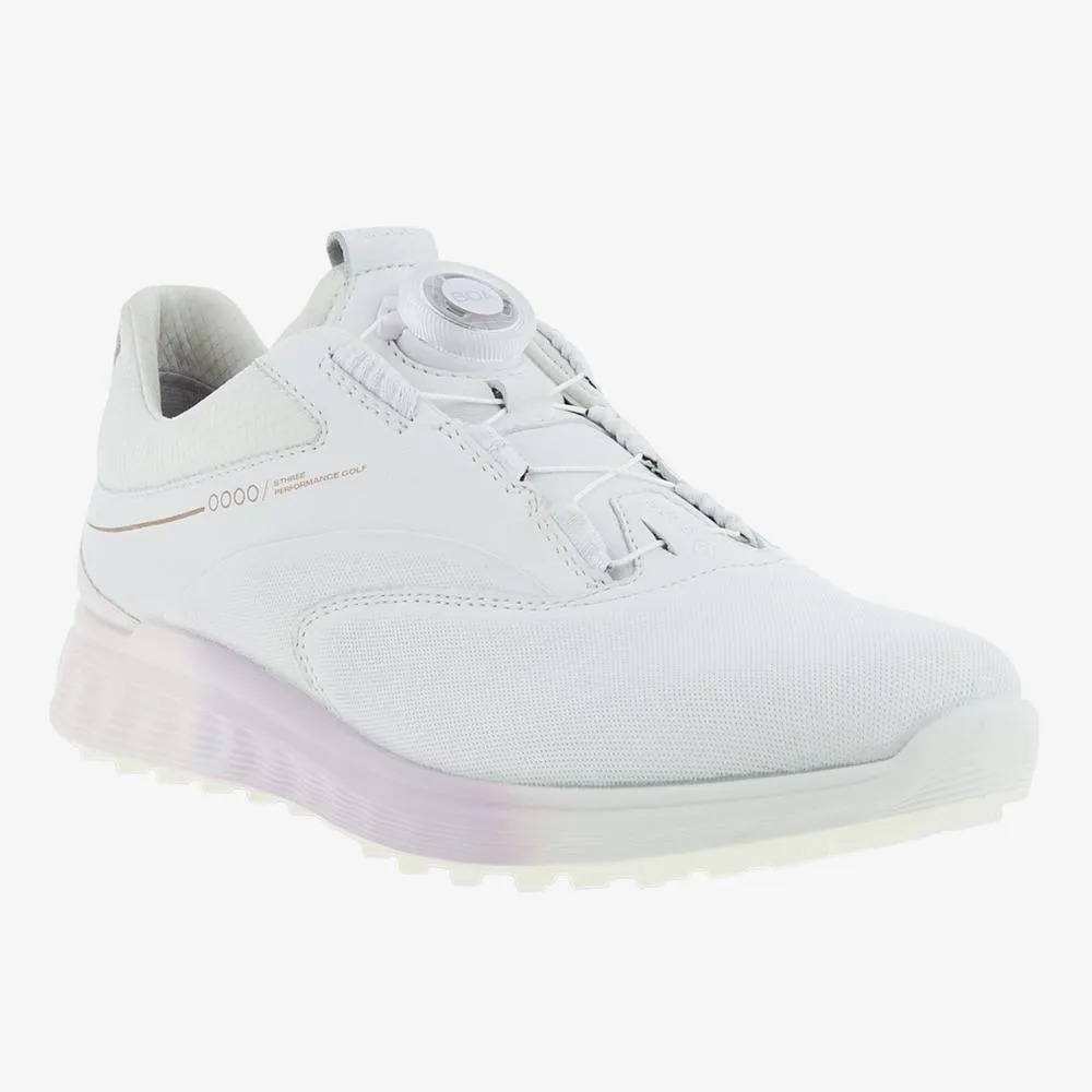 Ecco Women's Golf S-three Boa Shoe White / Delicacy / White