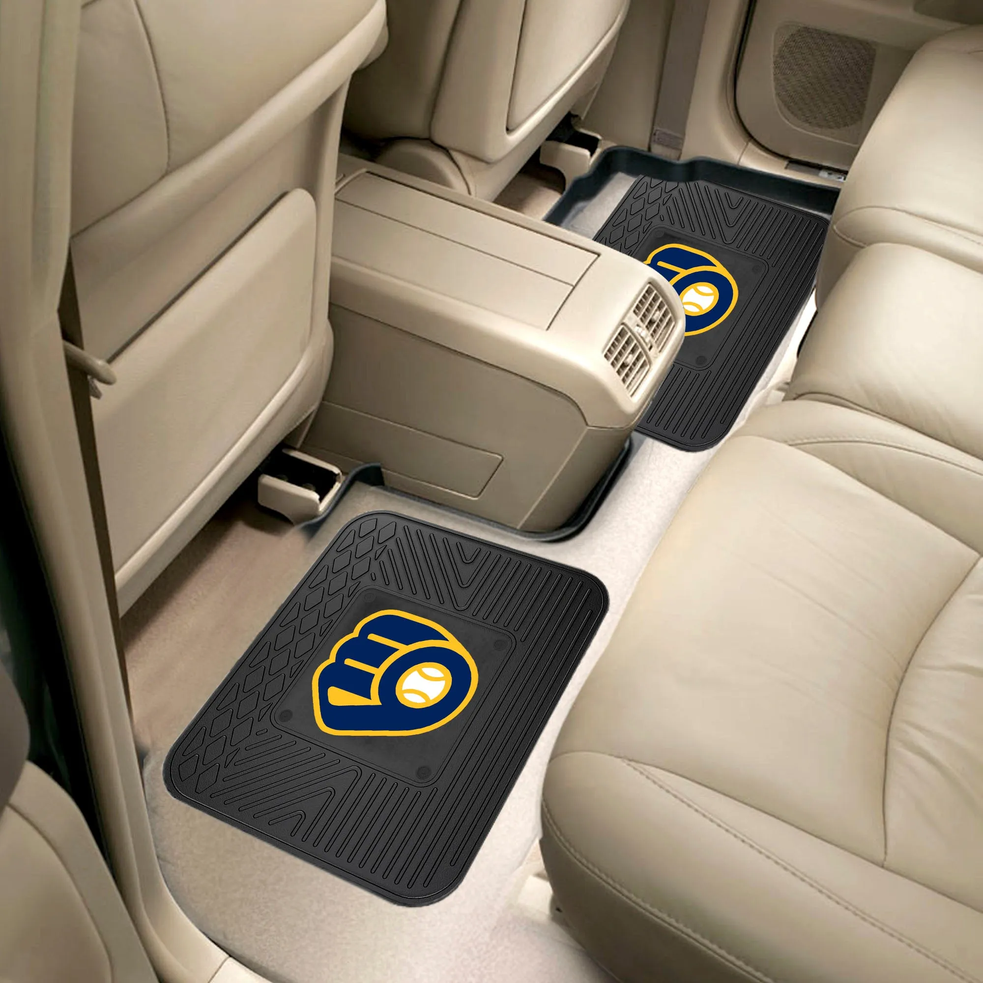 Fanmats Milwaukee Brewers Back Seat Car Utility Mats - 2 Piece Set