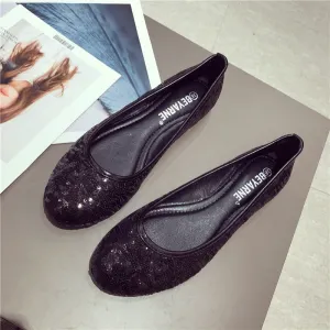 Fashion Pumps Flat Bottom Flat Heel Comfortable Sequins Shiny Pumps