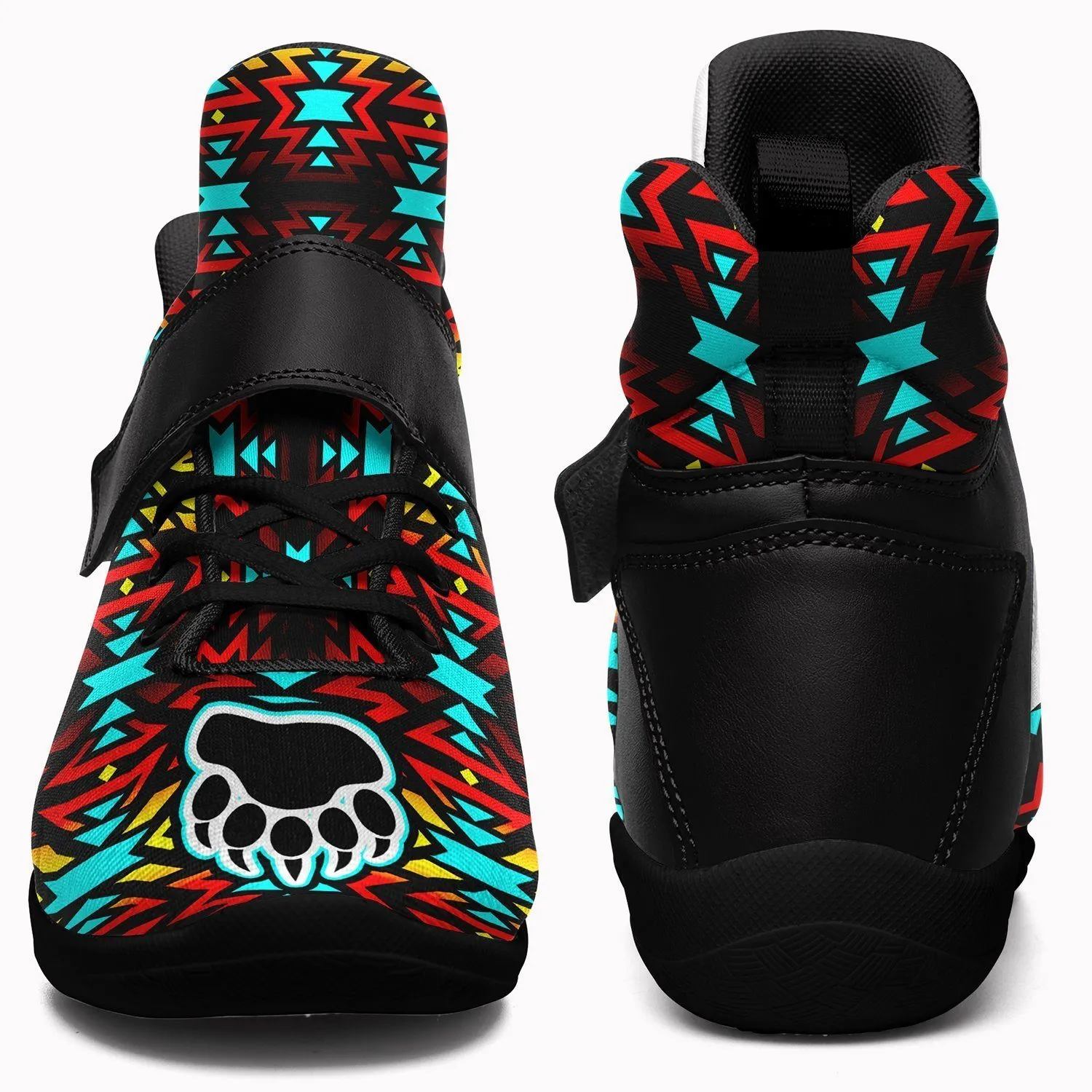 Fire Colors and Turquoise Bearpaw Ipottaa Basketball / Sport High Top Shoes - Black Sole