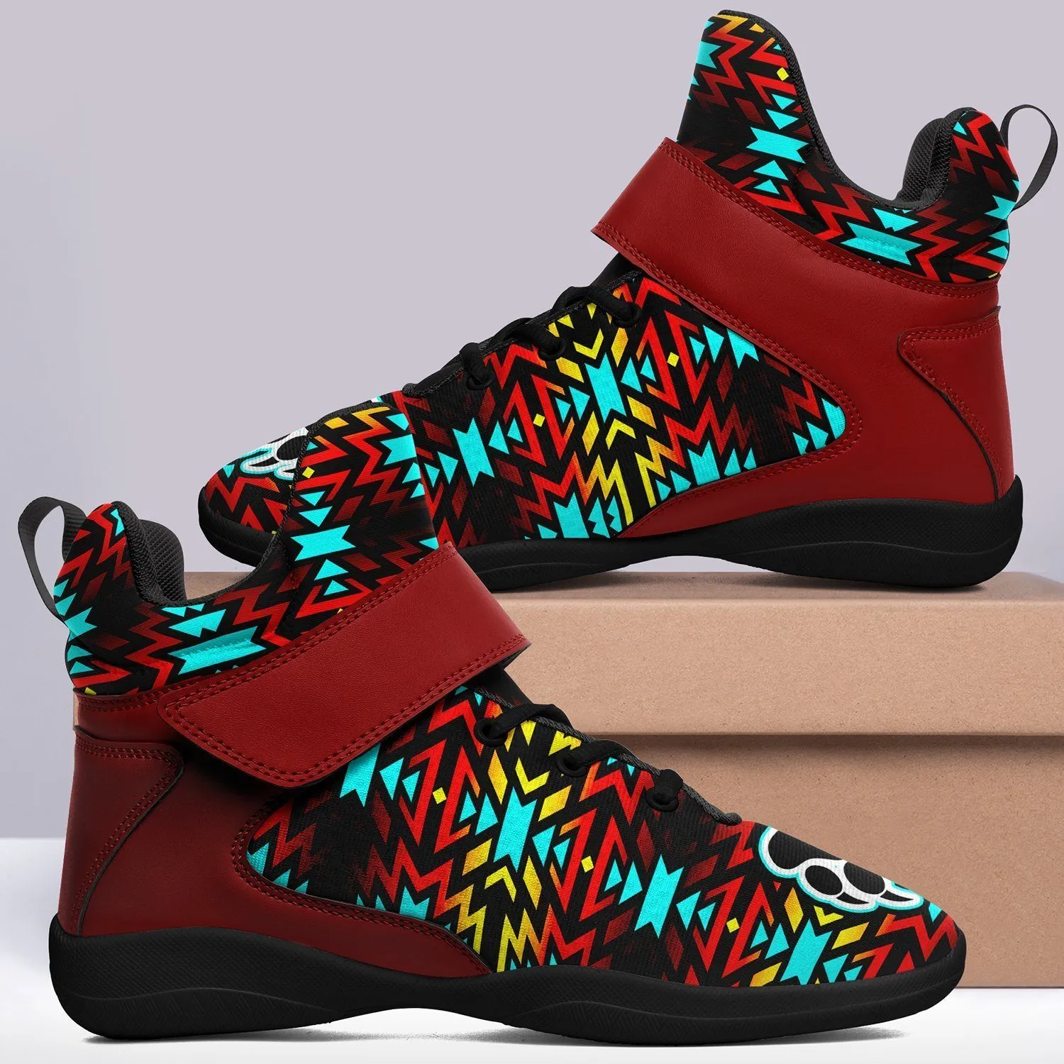 Fire Colors and Turquoise Bearpaw Ipottaa Basketball / Sport High Top Shoes - Black Sole