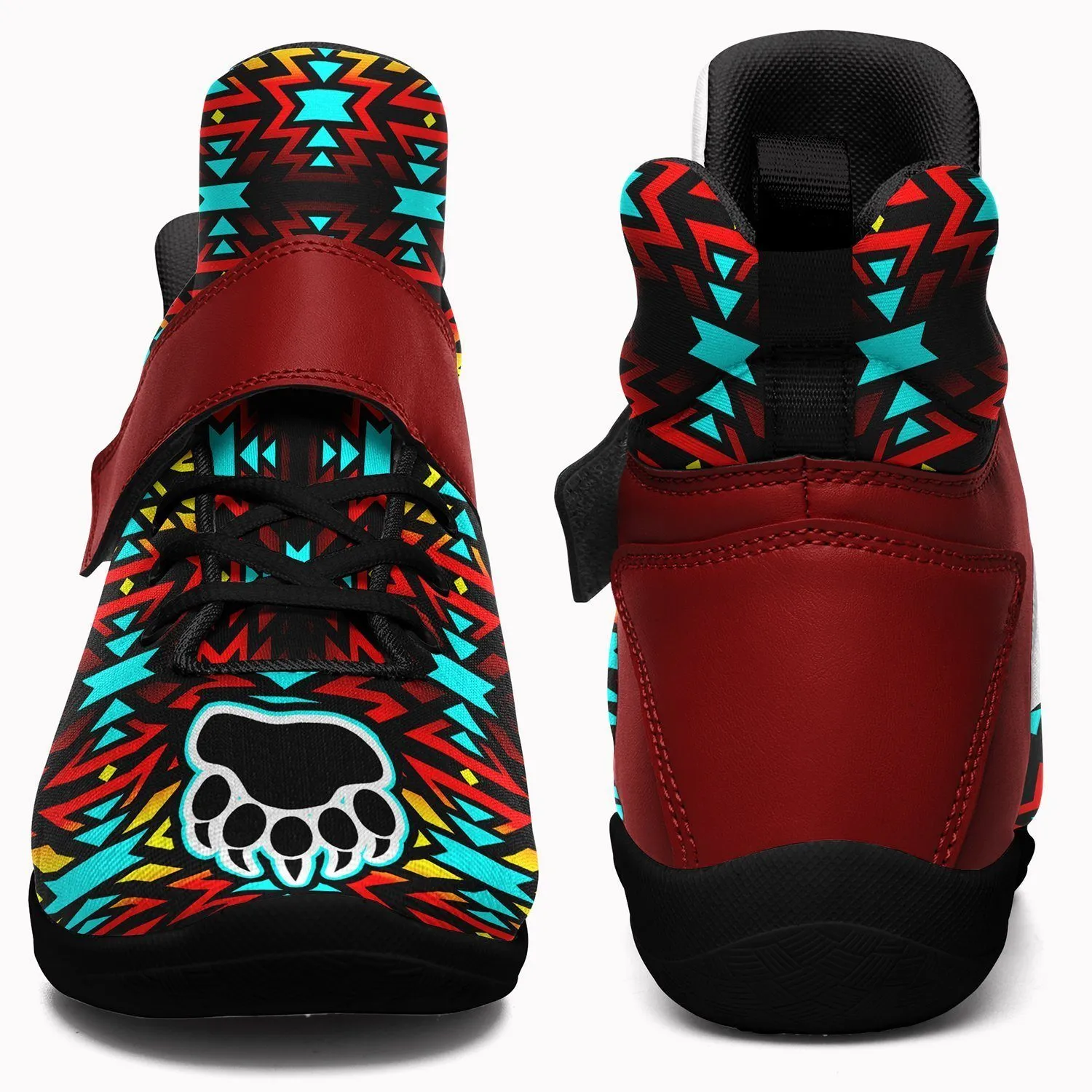 Fire Colors and Turquoise Bearpaw Ipottaa Basketball / Sport High Top Shoes - Black Sole