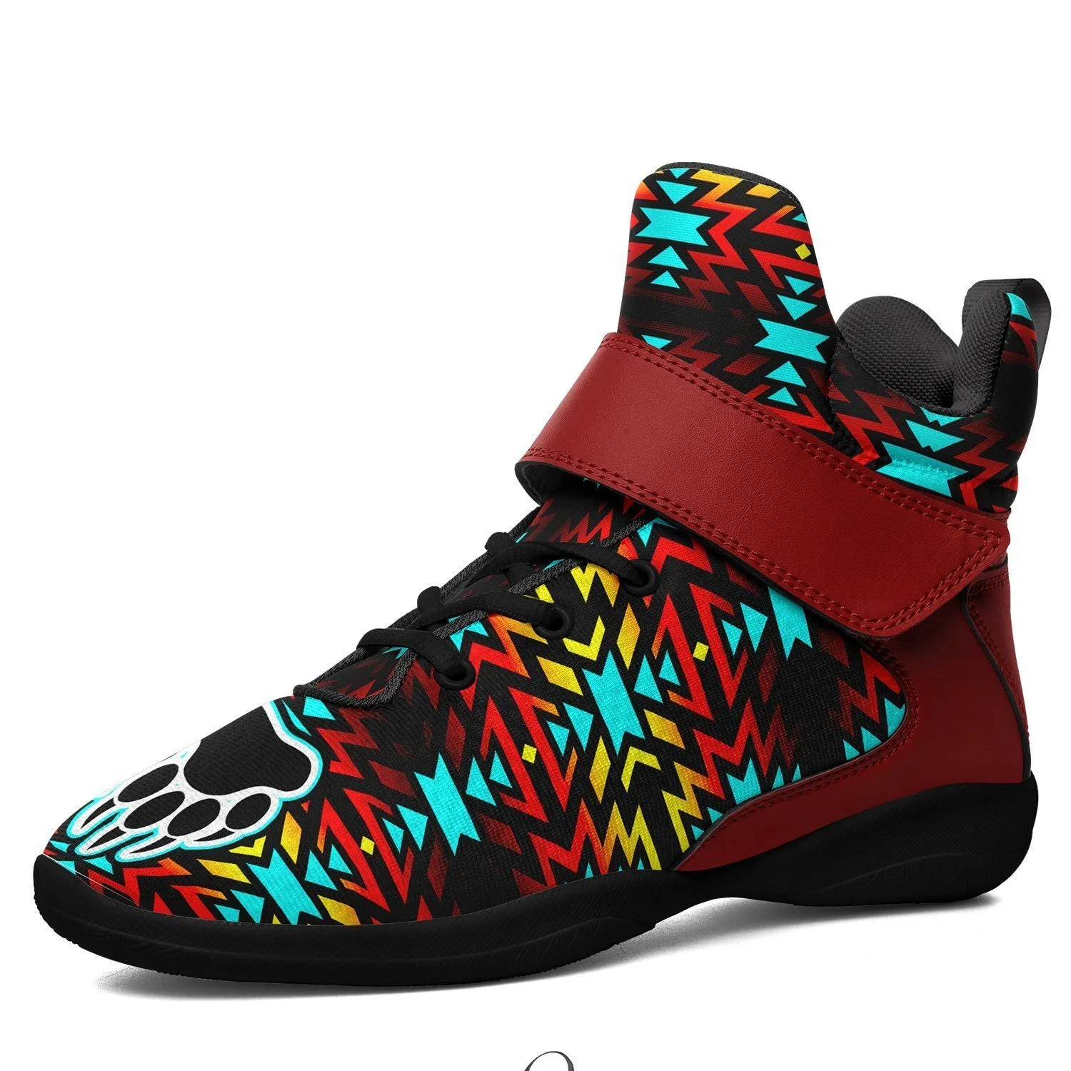 Fire Colors and Turquoise Bearpaw Ipottaa Basketball / Sport High Top Shoes - Black Sole