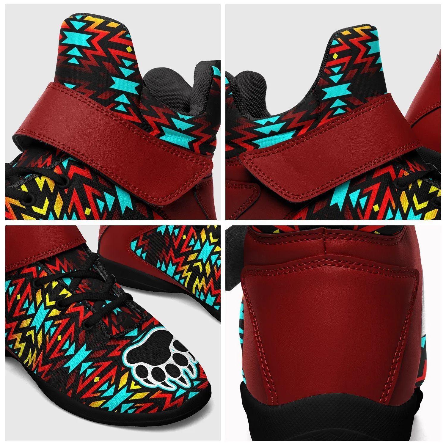 Fire Colors and Turquoise Bearpaw Kid's Ipottaa Basketball / Sport High Top Shoes