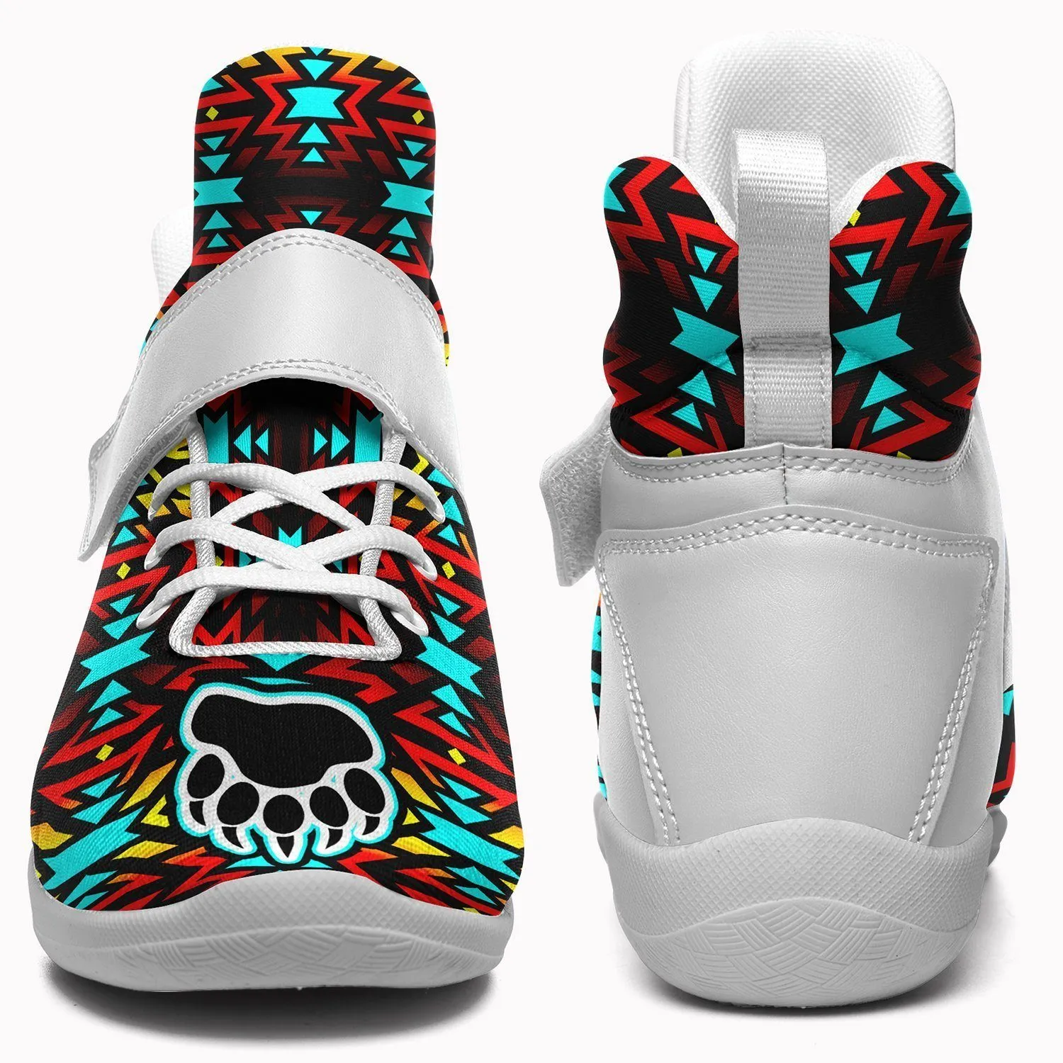 Fire Colors and Turquoise Bearpaw Kid's Ipottaa Basketball / Sport High Top Shoes