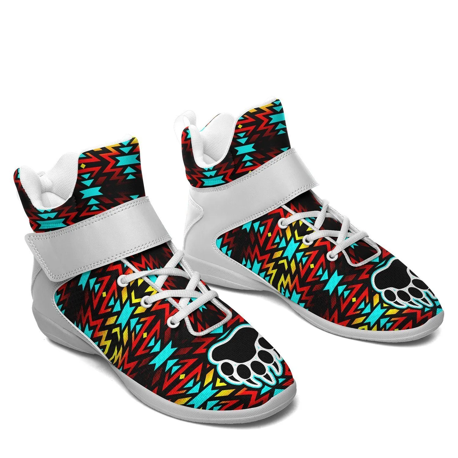 Fire Colors and Turquoise Bearpaw Kid's Ipottaa Basketball / Sport High Top Shoes