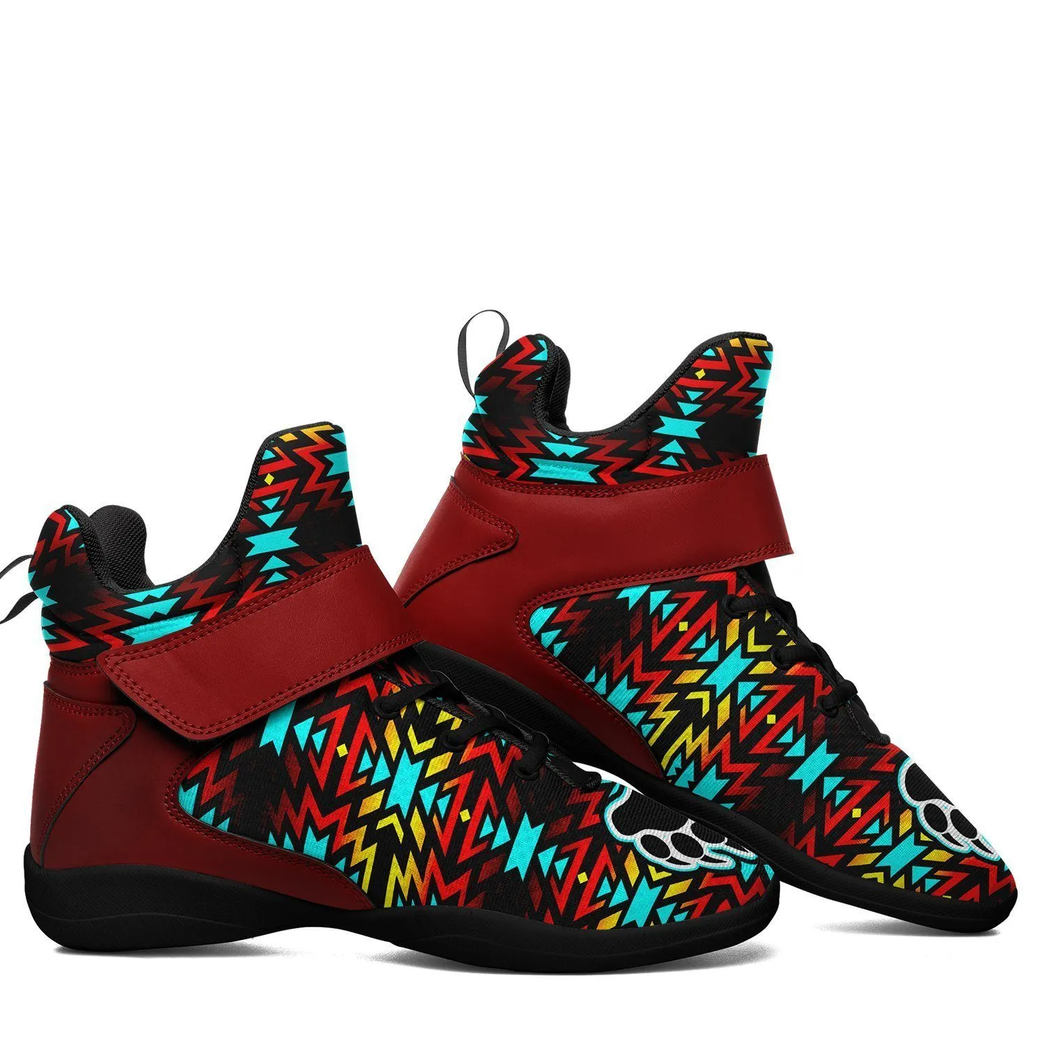 Fire Colors and Turquoise Bearpaw Kid's Ipottaa Basketball / Sport High Top Shoes