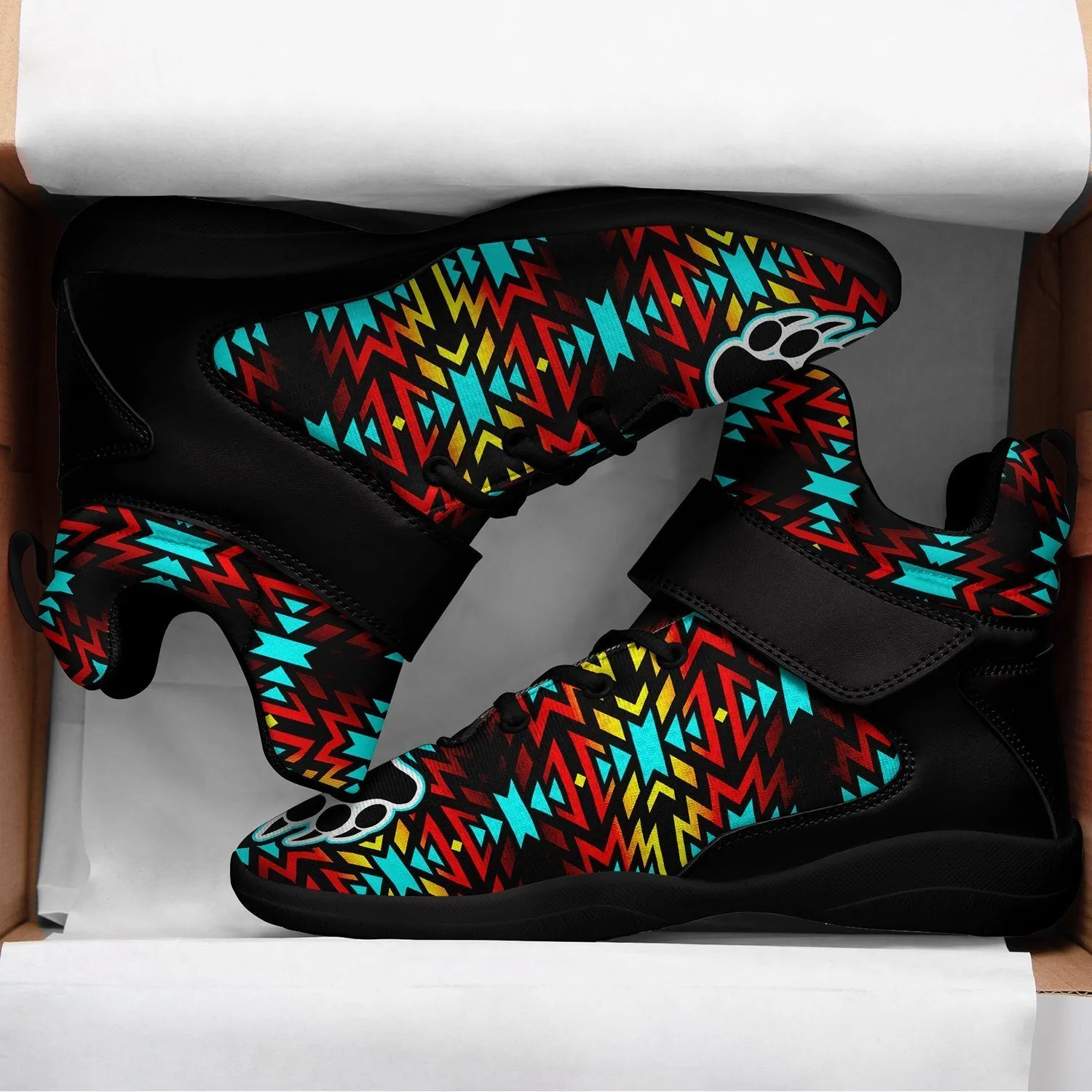 Fire Colors and Turquoise Bearpaw Kid's Ipottaa Basketball / Sport High Top Shoes