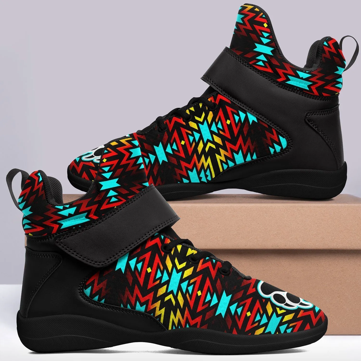 Fire Colors and Turquoise Bearpaw Kid's Ipottaa Basketball / Sport High Top Shoes