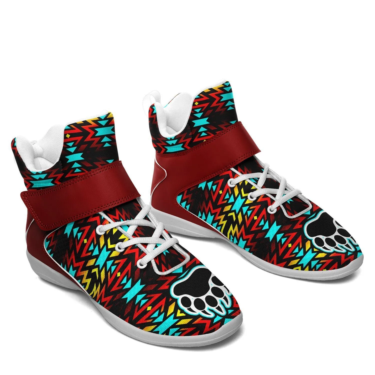 Fire Colors and Turquoise Bearpaw Kid's Ipottaa Basketball / Sport High Top Shoes