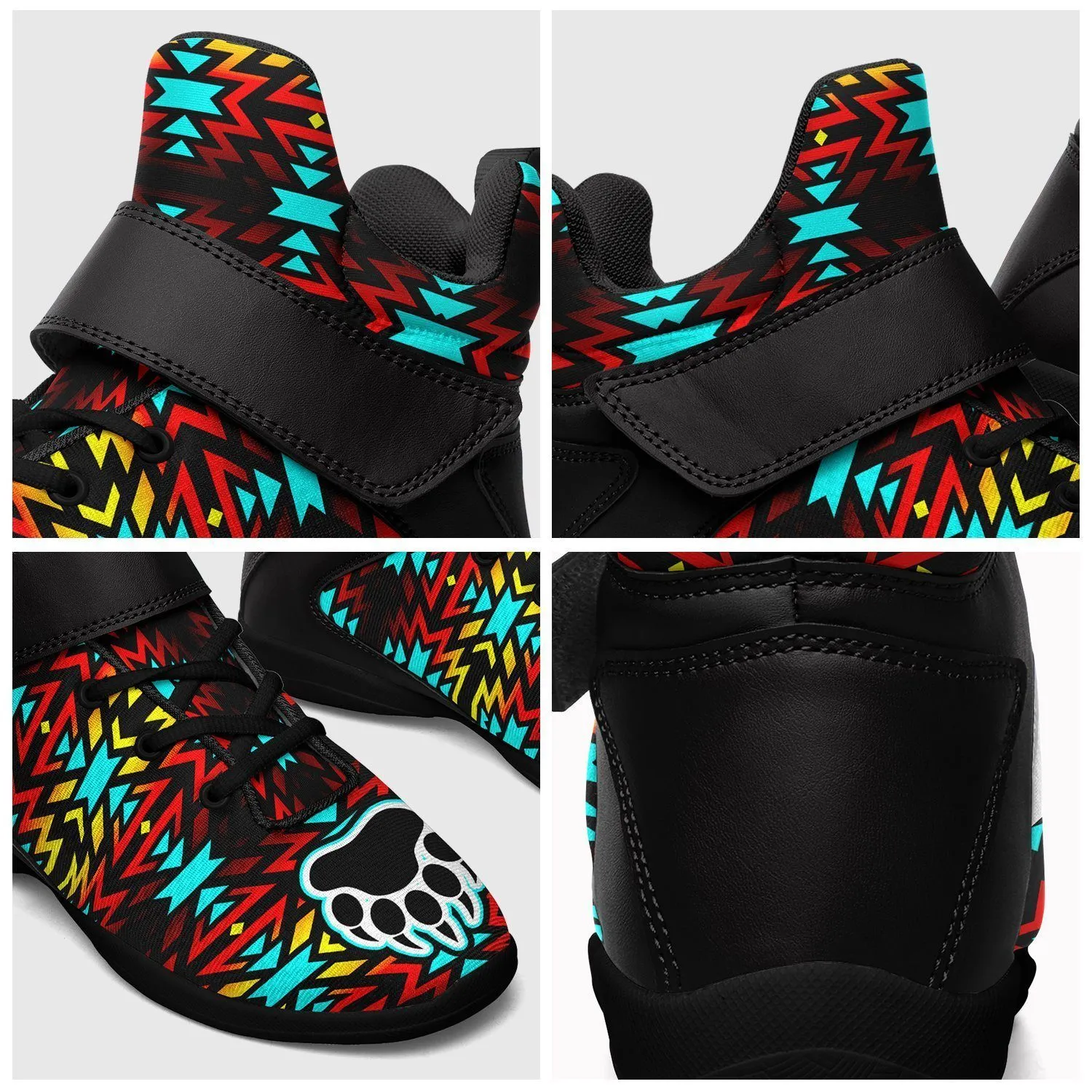 Fire Colors and Turquoise Bearpaw Kid's Ipottaa Basketball / Sport High Top Shoes