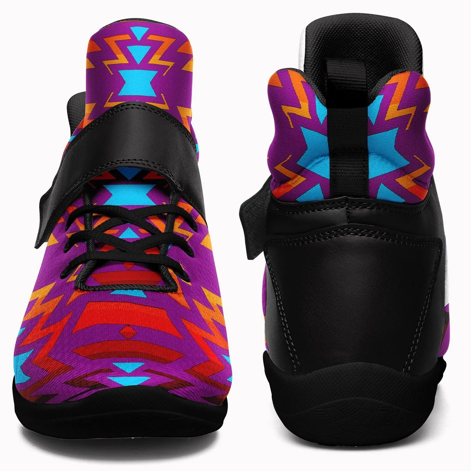 Fire Colors and Turquoise Purple Ipottaa Basketball / Sport High Top Shoes