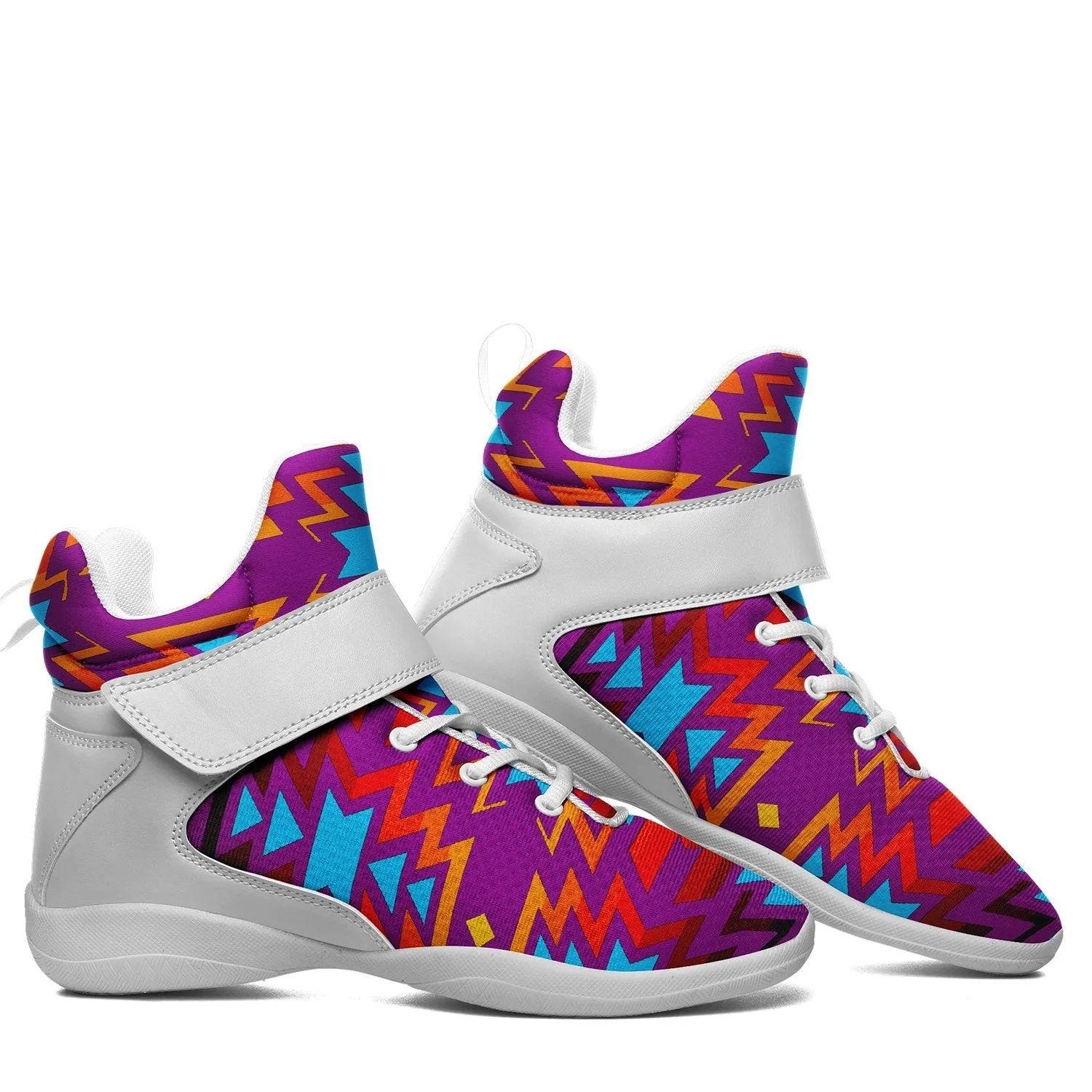 Fire Colors and Turquoise Purple Ipottaa Basketball / Sport High Top Shoes